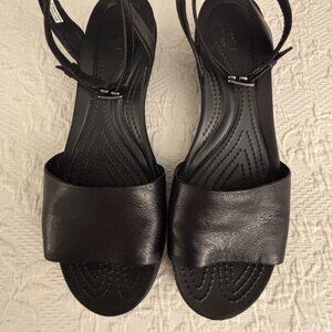 Crocs Black Low Wedge Sandals